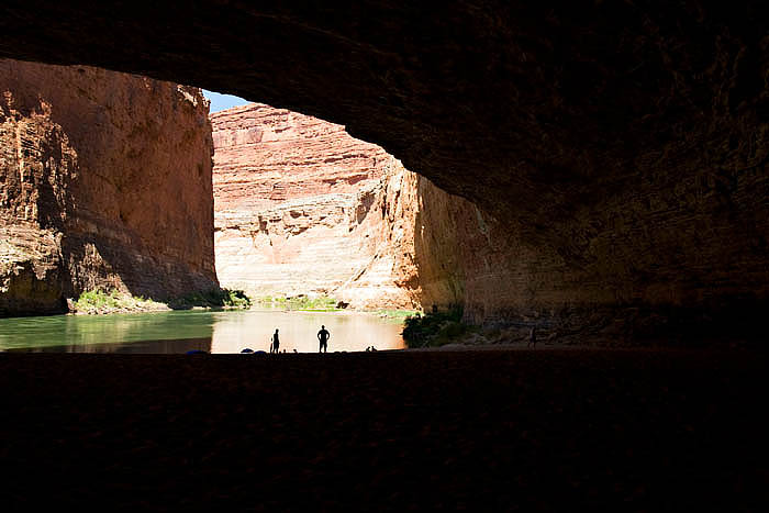 Redwall Cavern is located near mile 33 on the Colorado River in the Grand Canyon